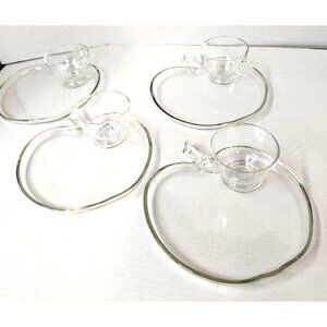 Apple Orchard Shaped Glass, Snack or Lunch Plate and cup Set of 4 (8 Pcs),Anchor